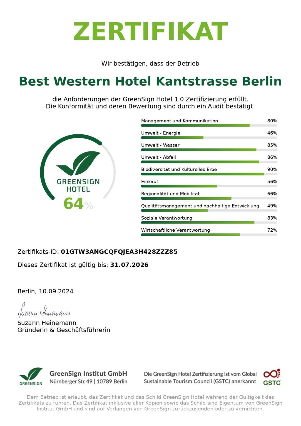 Best Western Hotel Kantstrasse Берлин Экстерьер фото